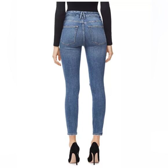 Good American Jeans Good Legs Crop Distressed Skinny Jeans Size 0/25 - Picture 4 of 13